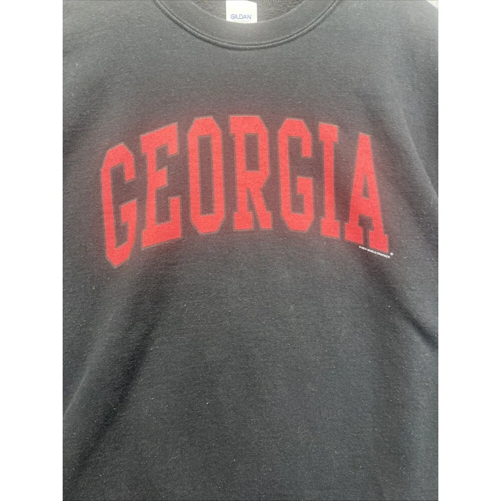 University Of Georgia Black Crewneck Sweatshirt Red Gildan Heavy Blend XL UGA